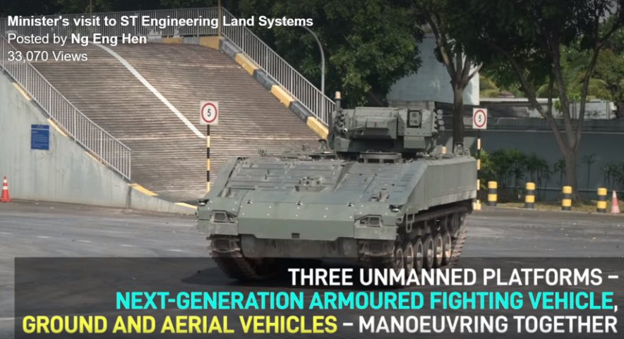 A close-up image of the unmanned NGAFV, clearly showing the modifications that enable vehicle control and navigation. (MINDEF)