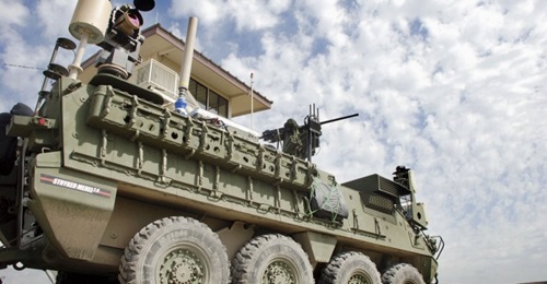 A Stryker with the 5 kW laser, mounted on the vehicle's rear. The US Army has decided to accelerate development of its MMHEL effort that seeks to integrate a 50 kW-class laser on the vehicle. Northrop Grumman and Raytheon are now competing to design th...