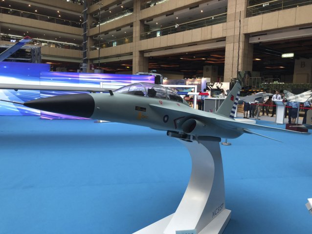 The latest model of AIDC’s Advanced Jet Trainer was displayed at the 2019 TADTE. (G Phipps)