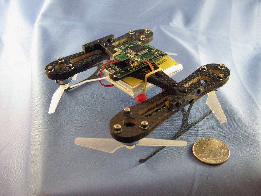 This quad-rotor UAS, developed by Daedalus Flight Systems LLC in collaboration with the University of Maryland, is an example of the US micro vertical takeoff and landing (VTOL) sUAS industrial base of which USAF is looking to improve. (US Army Research Laboratory)