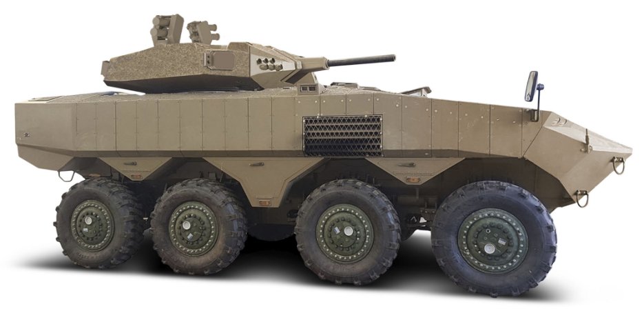 A computer-generated image of the IFLD fitted to an Eitan from Elbit. The MoD released a similar image showing it with dual-face radars and independently traversable electro-optical systems. (Elbit Systems)