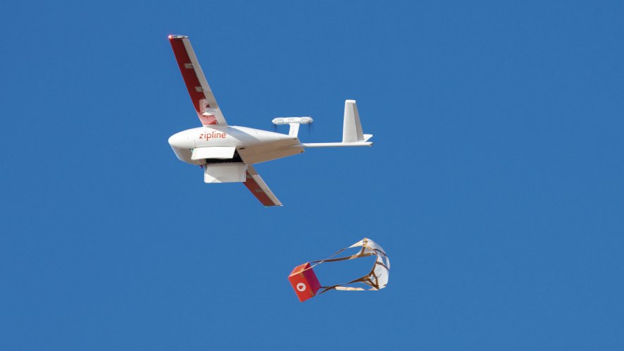 Zipline’s Drone Delivery Service carries fresh-whole-blood loads inside a specially designed UAV. (Zipline)