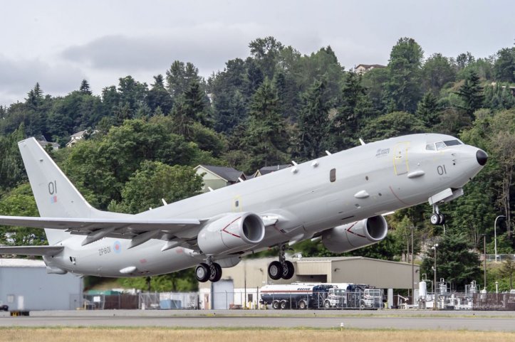 Seen departing on its maiden flight in July, the first of nine Poseidon MRA1 aircraft for the UK was handed over on 29 October. (Crown Copyright)