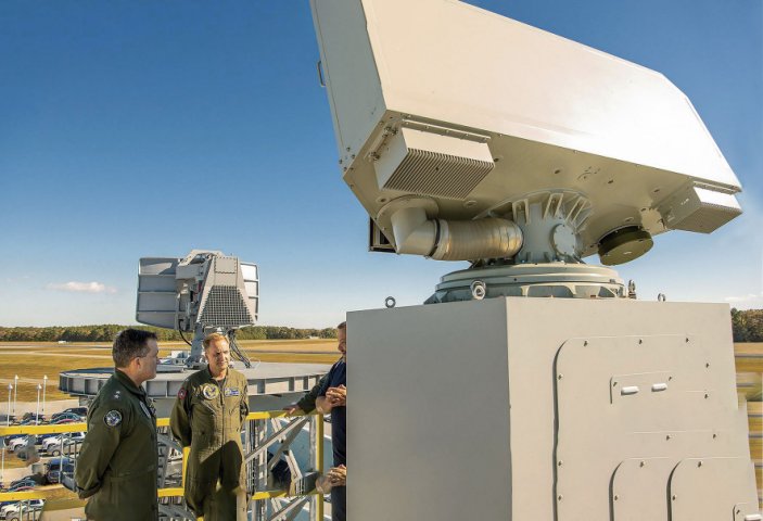 The AN/SPN-50(V)1 Shipboard Air Traffic Radar under test at the Naval Air Warfare Center Aircraft Division Webster Outlying Field. (NAVAIR)