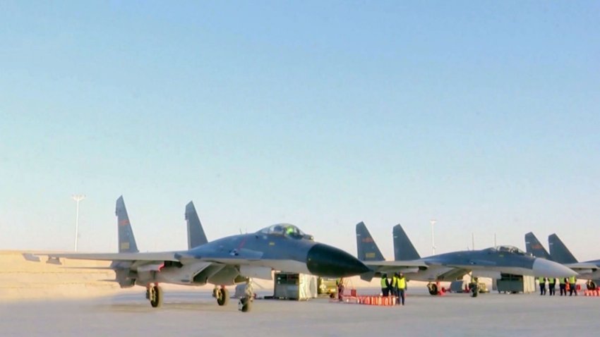 Recently released images showing J-11Bs featuring a light-grey radome (an example of which is seen on the right) have fuelled speculation that some of these aircraft might have been upgraded with AESA radars. (Via CCTV )