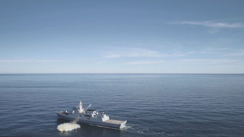 
        The Turkish Naval Forces Ada-class corvette TCG
        Kinaliada
        (F-514) fires an Atmaca ASM at an undisclosed location in the Black Sea on 3 November.
       (Roketsan)