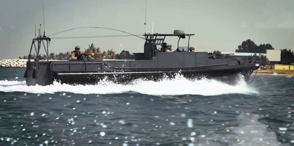 A Fire Support Platform variant of the Holyhead Marine 11 m Offshore Raiding Craft (ORC) appears to have featured in the UAE’s Union Fortress 6 military demonstration. (Union Fortress)