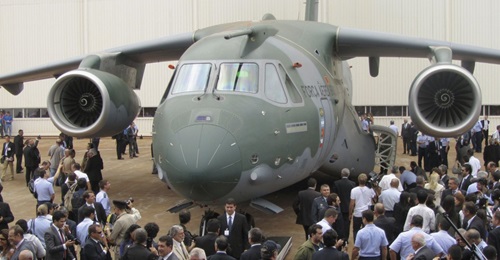 Pictured at its official rollout in November 2014, the KC-390 has now been re-badged as the C-390 Millennium for customers that don't require the aircraft's tanking capability.
