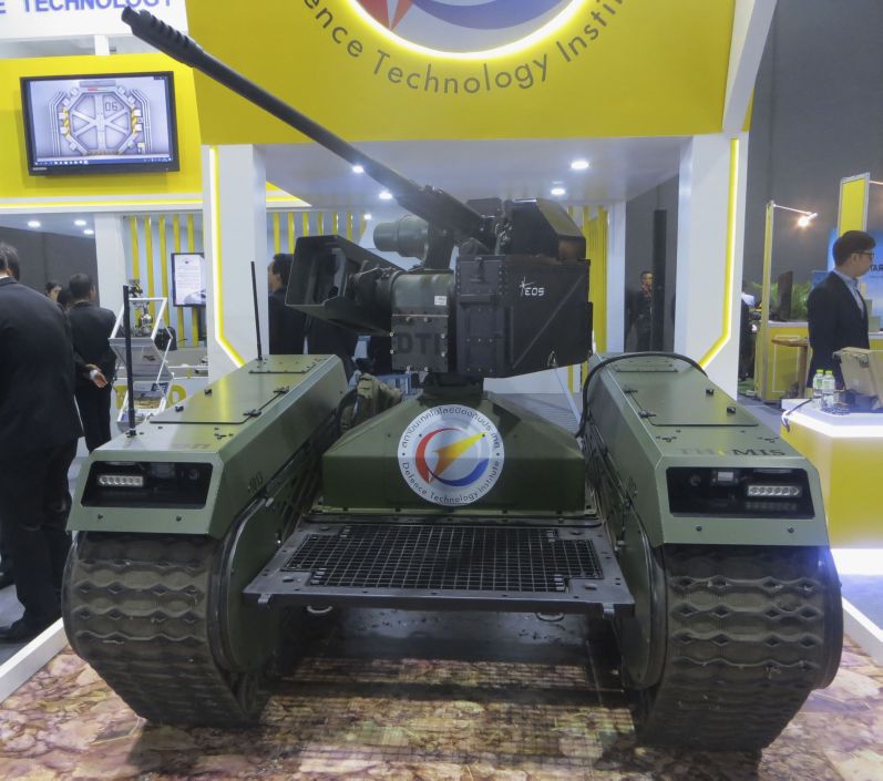 Thailand’s DTI has unveiled the ‘D-Iron’ UGV, which marries Milrem’s THeMIS UGV with a remote weapon station developed by EOS. (IHS Markit/Jon Grevatt)