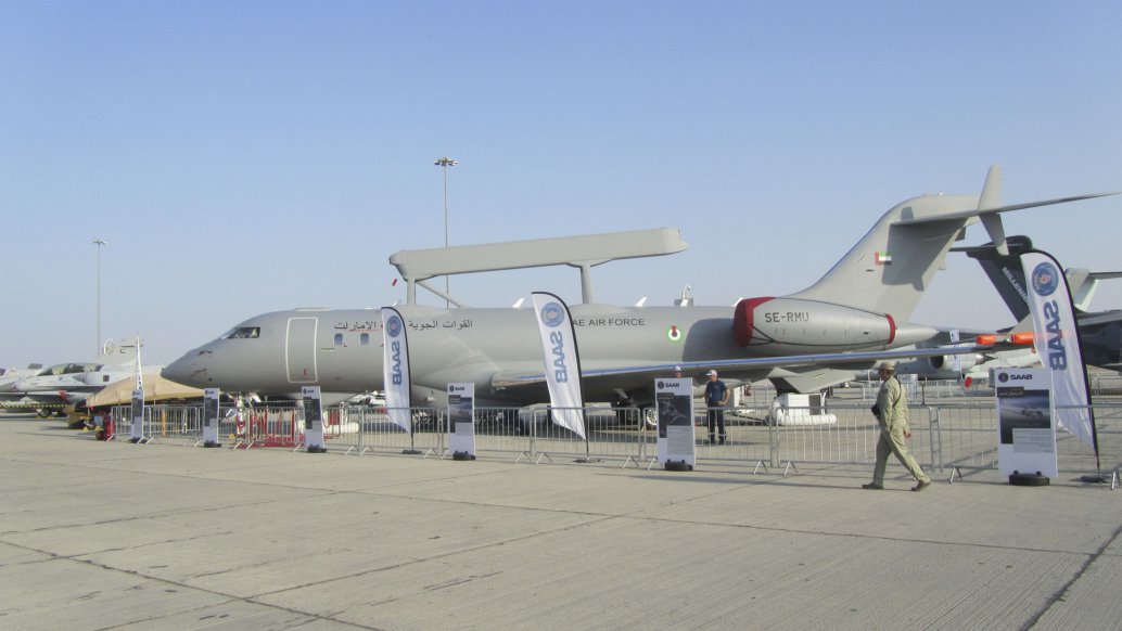 The UAE's third Saab GlobalEye was displayed at the Dubai Airshow, with the UAE revealing advanced discussions for a further two aircraft. (Charles Forrester/IHS Markit)