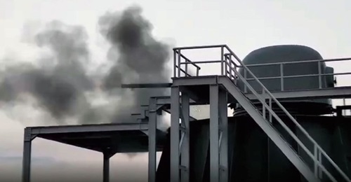 A screenshot from a video provided to 
        
        , which shows the Indonesian Navy's shore-based 76 mm naval gun at Paiton, East Java.