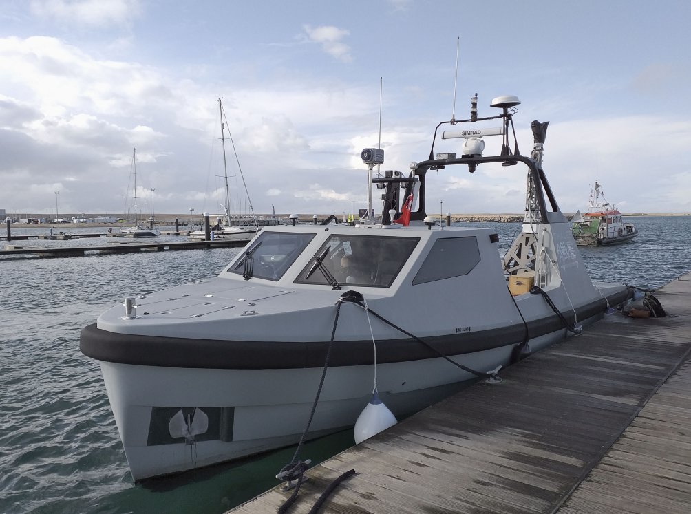 USV Halcyon docked prior to the NEMO 19 demonstration. (Thales)