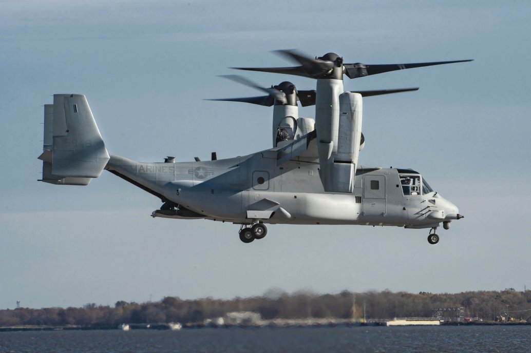 Boeing test pilots conduct the maiden flight of the first V-22 Osprey under the Common Configuration – Readiness and Modernization (CC-RAM) programme, the company announced on 10 December 2019. Initial test points were completed for functional checkouts to prepare the MV-22 for delivery to the US Marine Corps customer. (Boeing)