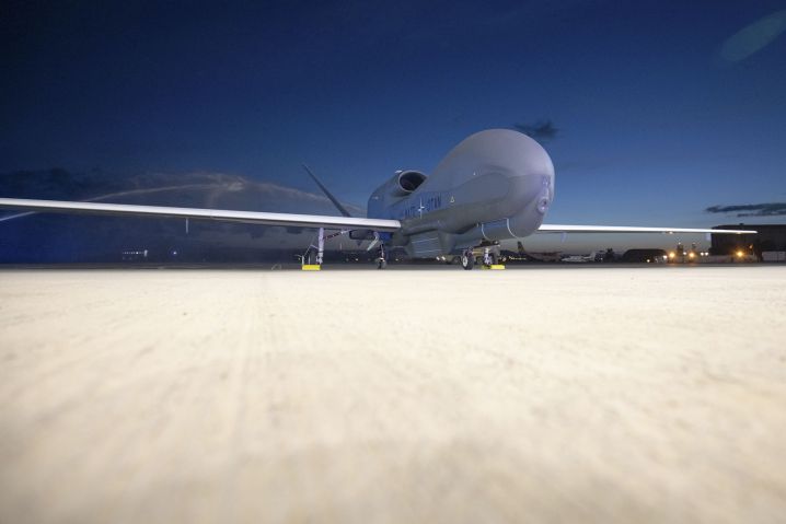 NATO’s first RQ-4D Global Hawk remotely piloted aircraft after it arrived in Sigonella, Sicily, on 21 November 2019. (NATO)