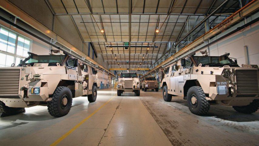 Major Australian defence exports in recent years have featured the Bushmaster 4×4 protected mobility vehicle produced by Thales Australia. (Thales Australia)