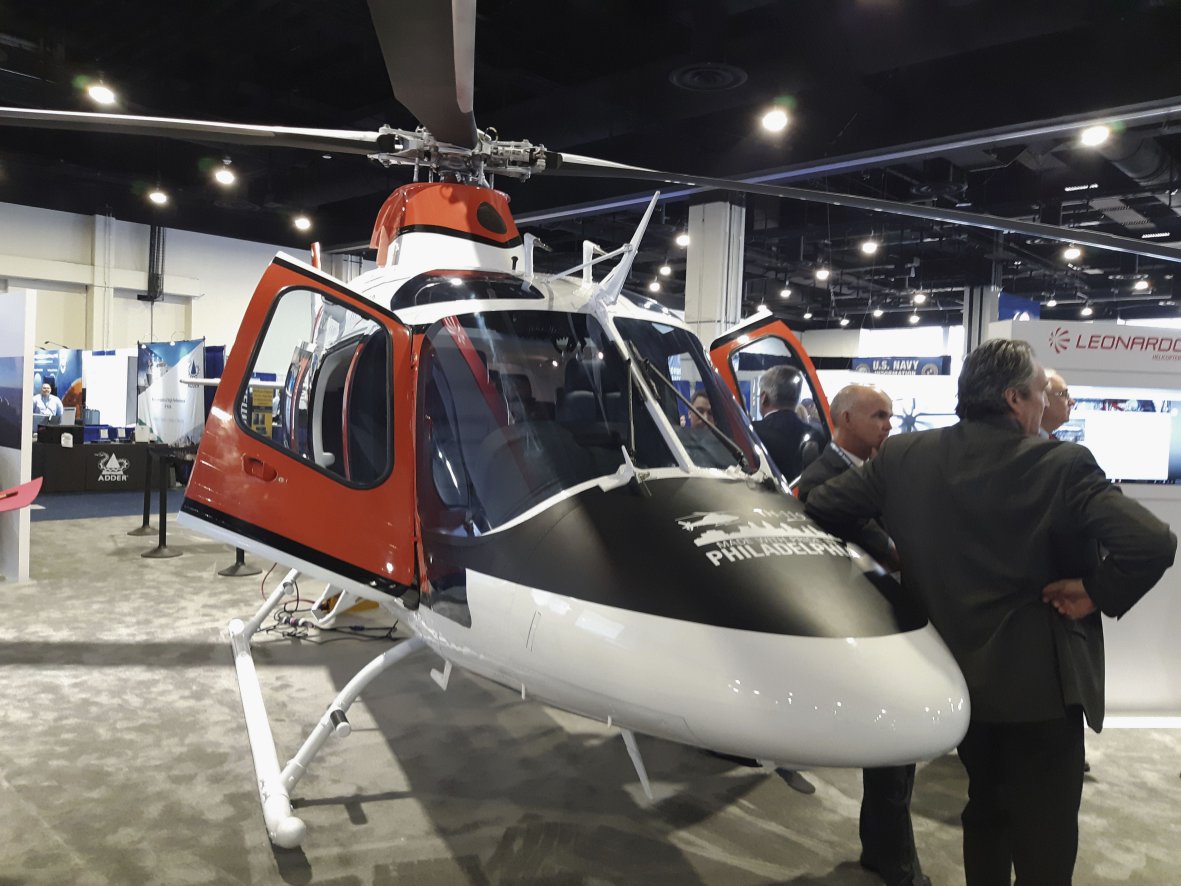 Seen at the Sea-Air-Space conference outside Washington, DC, in May 2019, the TH-119 has now become the TH-73A with the award of a US Navy contract to deliver 32 new helicopters to fulfil its TH-XX replacement requirement. (Jane’s/Pat Host)