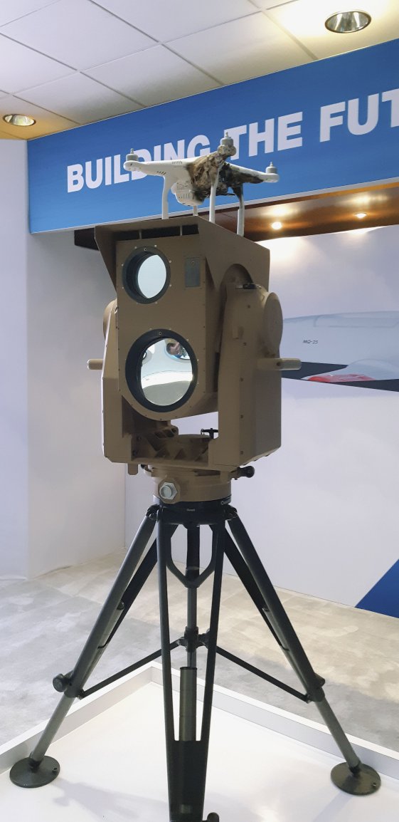 A full-scale model of Boeing’s Compact Laser Weapon System (CLWS) on display at the 2020 National Surface Navy Association Symposium on 15 January. (Jane’s/Pat Host)