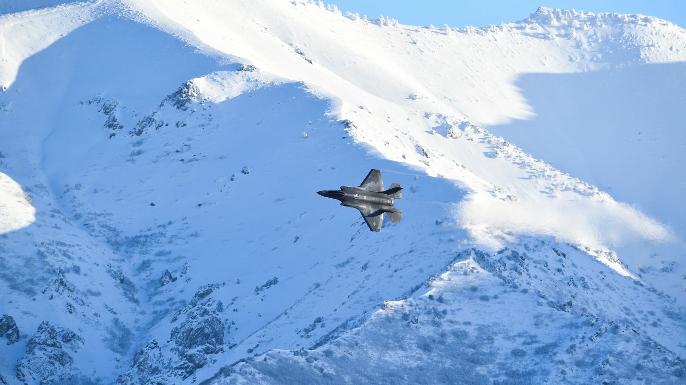 A F-35A flies over Hill Air Force Base in Utah during a demonstration practice on 10 Jan 2020. The Pentagon is replacing the F-35’s troubled ALIS with a new system called the ODIN. (US Air Force)