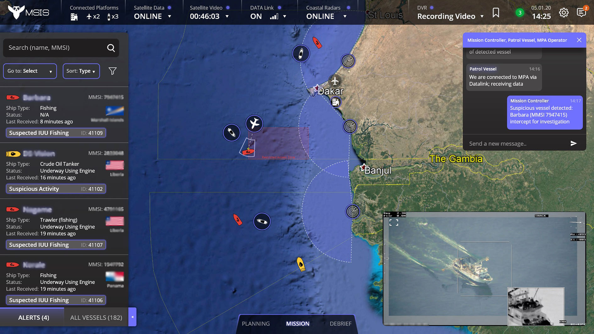 An image released by Bird Aerospace shows the interface of its Ocean Surveillance Control and Reconnaissance (OSCAR) system. (Bird Aerospace)