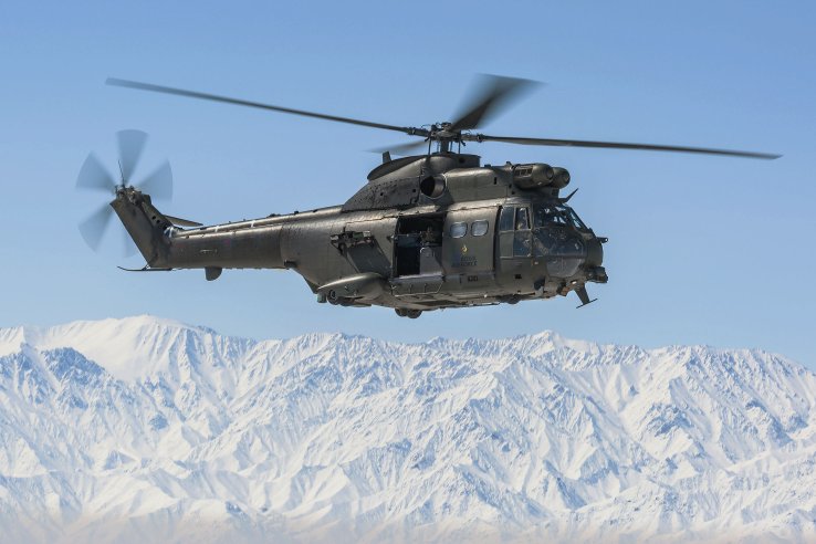 One of three UK RAF Puma HC2 helicopters assigned to Operational 'Toral'. This single mission, flying in and around Kabul in Afghanistan, has accounted for a third of the type's 30,000 hours since 2015. (Crown Copyright)