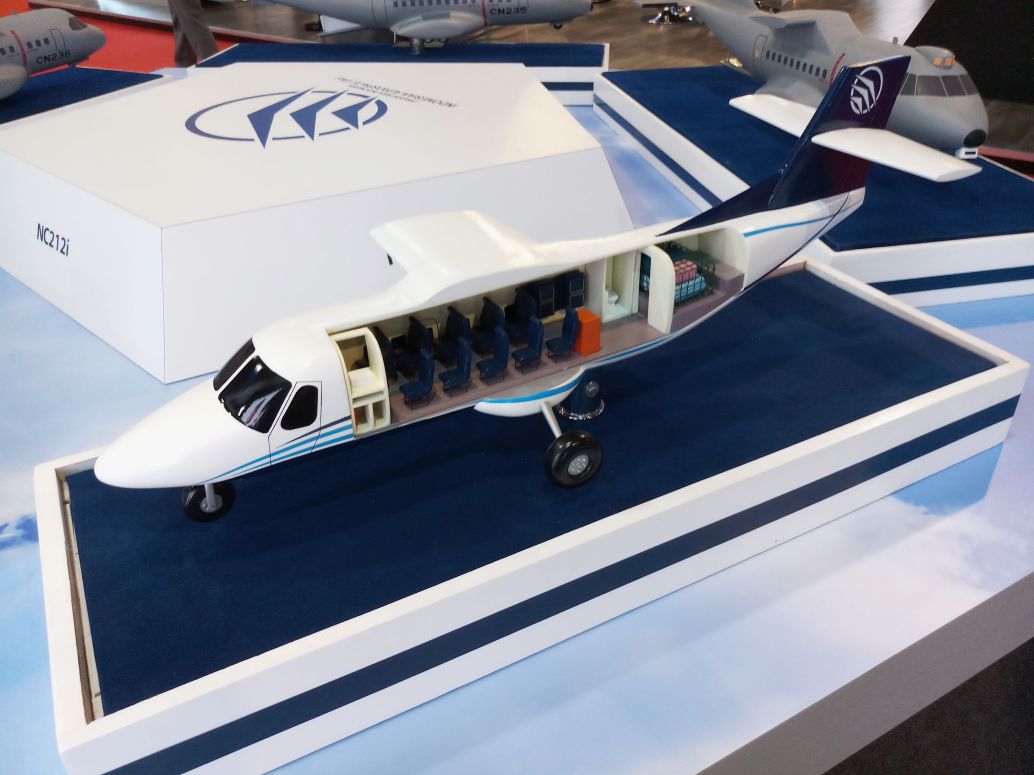 A cut-out model of the N219 on display at Singapore Airshow 2020. (Jane’s/Ridzwan Rahmat)