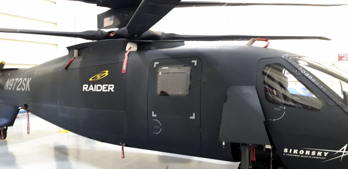 Sikorsky's S-97 Raider demonstrator on display at the company's West Palm Beach, Florida, flight facility on 20 February. (Janes/Pat Host)