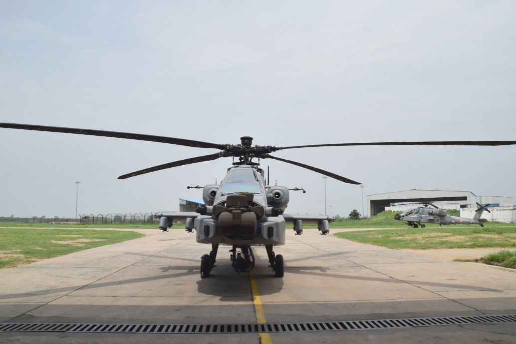 India signed several defence deals on 25 February with the United States, including for the procurement of six ‘AH-64E(I)’ Apache Guardian helicopters (similar to this one in IAF service) for the Army Aviation Corps. (Boeing)