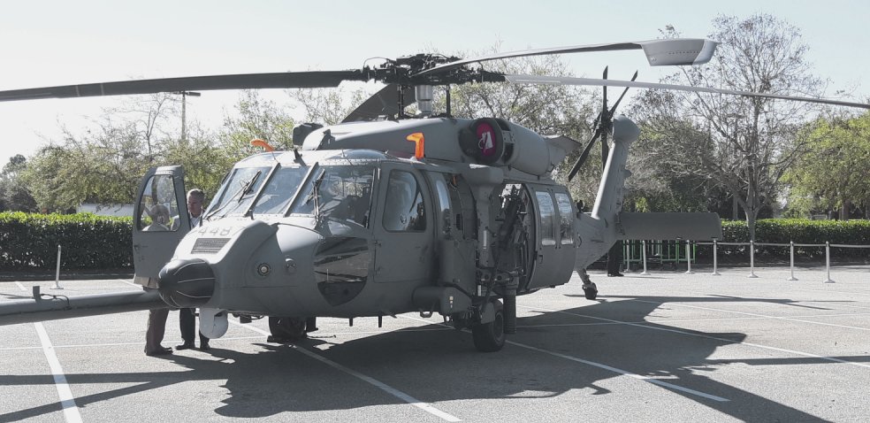 The Sikorsky HH-60W Jolly Green 2 Combat Rescue Helicopter (CRH) on display on 27 February at the Air Force Association's Air Warfare Symposium. (Jane’s/Pat Host)