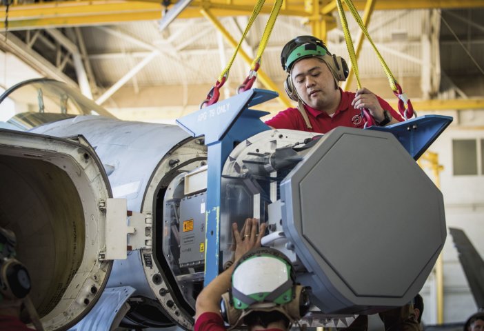 The US Marine Corps is to fit the Raytheon AN/APG-79(V)4 AESA radar to 98 of its classic Hornet aircraft. (Raytheon )