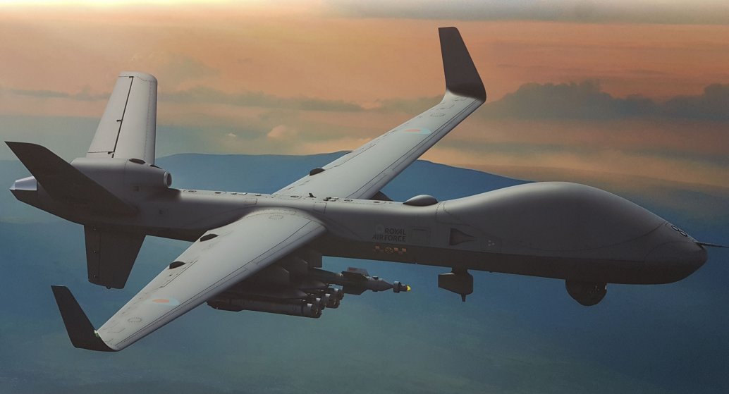 Seen in its Protector RG1 guise for the UK, the SkyGuardian unmanned aircraft has entered into flight trials. (General Atomics via Jane’s/Gareth Jennings)