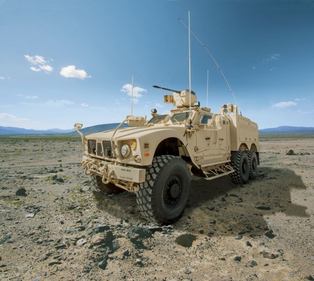 Oshkosh’s 6×6 variant of its Mine-Resistant Ambush-Protected All-Terrain Variant (M-ATV). The US House Armed Services Committee chairman wants the Pentagon’s innovative technology production qualities to be used to scale up responses to Covid-19. (Oshkosh Defense)