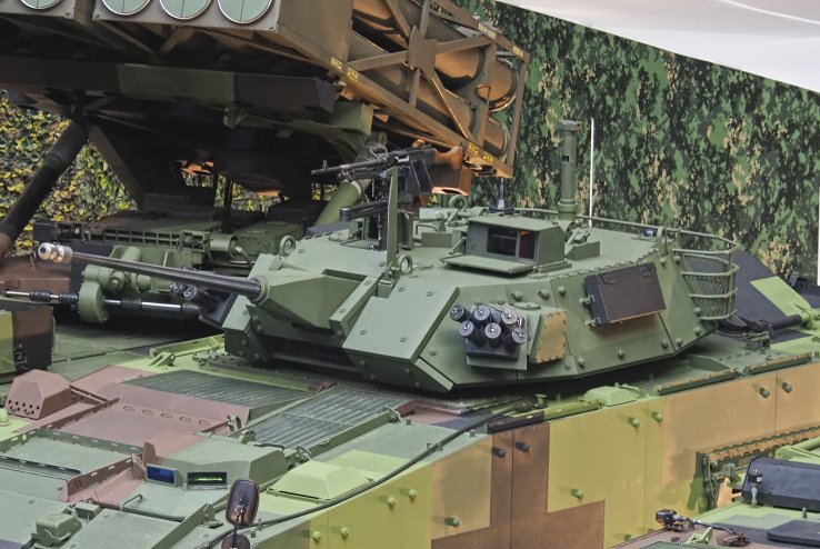 The CM-34 IFV's protected turret seen here armed with a 30 mm Mk44 Bushmaster II cannon. (Jane’s/Kelvin Wong)