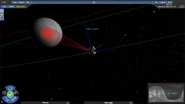 A depiction of a satellite in lunar orbit imaging the lunar surface. (Rhea Space Activity and Sabre Astronautics)