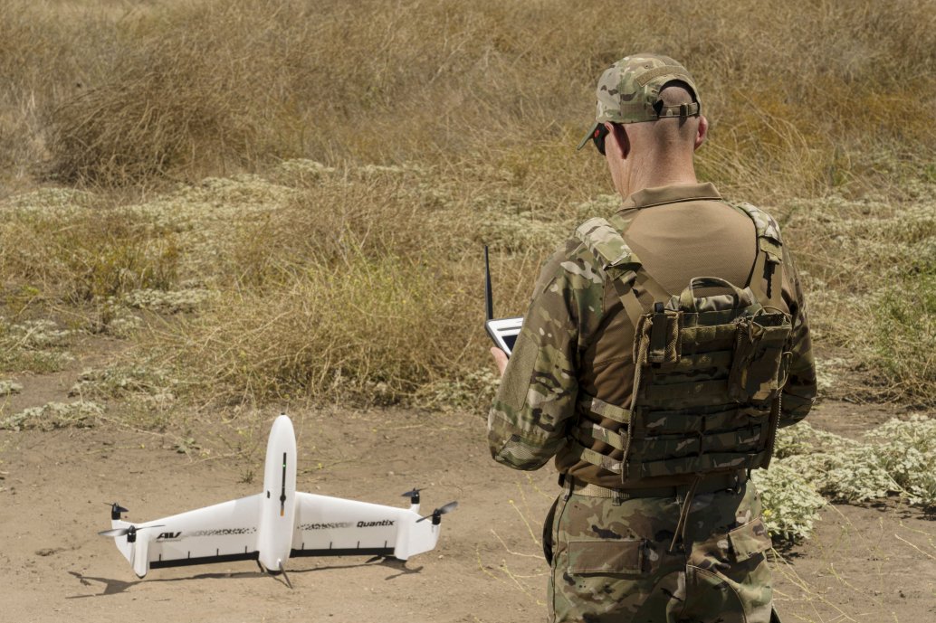 The new Quantix Recon VTOL UAV is being offered for military applications. (AeroVironment)