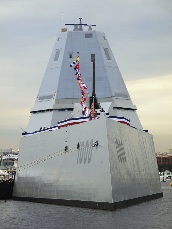 
        USS
        Zumwalt
        's 155 mm guns were meant to provide long-range, precision fires to support amphibious missions and land-attack operations.
       (Michael Fabey)