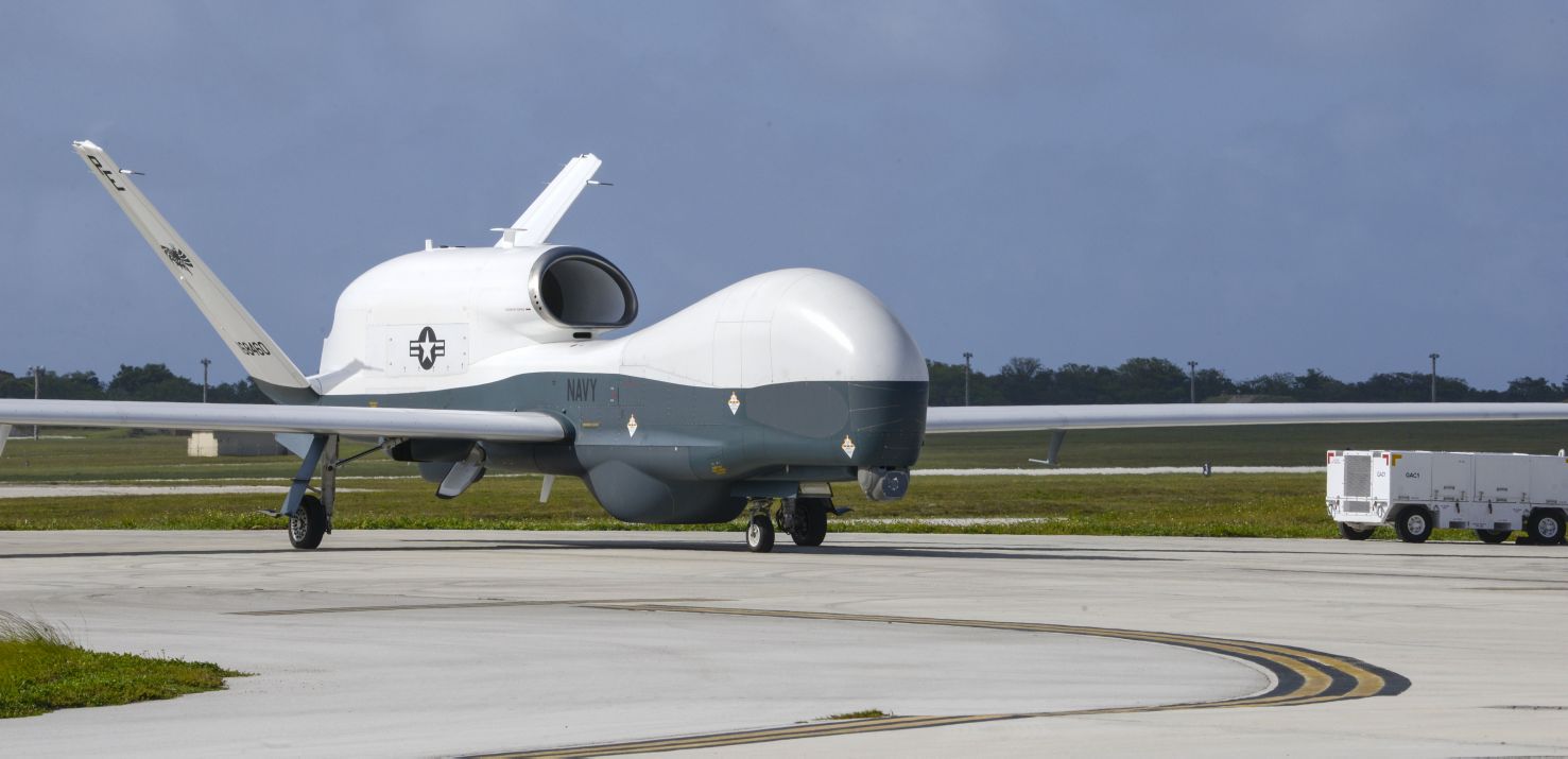 One of two Tritons seen taxiing at Andersen Air Force Base (AFB) on the island of Guam, from where the unmanned aircraft has been flying in support of the US Navy’s 7th Fleet since January.