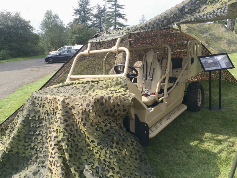 A Polaris Defense MRZR Special Operations Vehicle camouflaged by Saab’s Barracuda system. USSOCOM has awarded Polaris with a seven-year, follow-on contract for its MRZR Alpha LTATV.