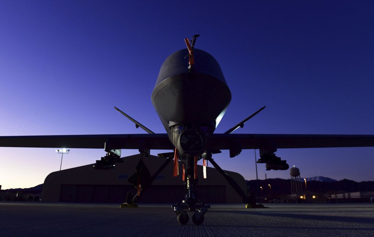 A GA-ASI MQ-9 Reaper sits on the flight line at Creech Air Force Base, Nevada, on 17 December 2019. The USAF issued a request for information on a next-generation ISR/strike medium-altitude UAV and possibly an MQ-9 follow-on programme.