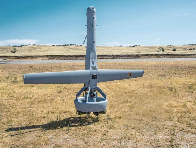 The Martin UAV-Northrop Grumman Technology Services V-Bat is the only aircraft in FTUAS that does not use four rotors for vertical lift. Instead it uses a rear-mounted power plant and ducted fan assembly to provide vertical lift and forward propulsion while acting as a tail assembly in horizontal flight. (Persistent Systems)