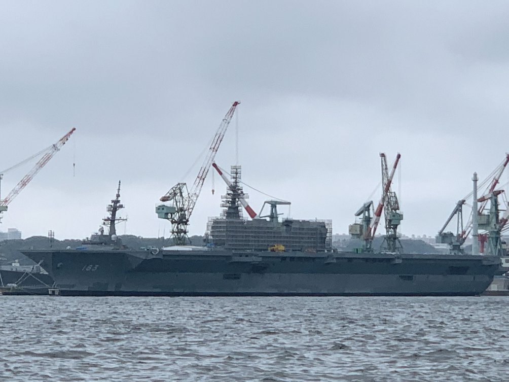 
        JMSDF helicopter carrier JS
        Izumo
        is seen here on 30 June undergoing a refit at the JMU Corporation’s Isogo shipyard in Yokohama City. The JMSDF has begun the process of converting
        Izumo
        into an aircraft carrier capable of supporting F-35B operations.
       (Kosuke Takahashi)