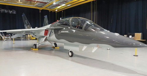 One of the two production-representative jets that have flown more than 200 times in support of the current EMD testing.