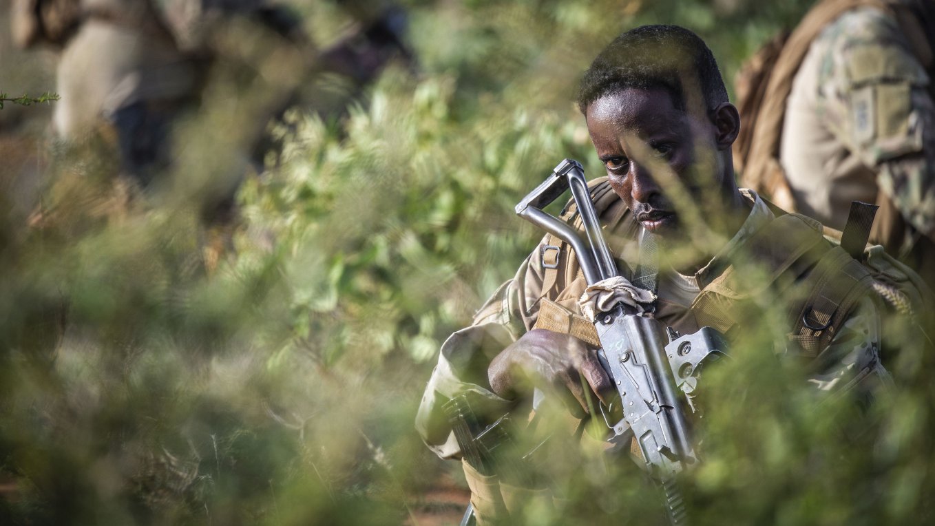 A Danab soldier during a patrol in July 2019. (US Navy)