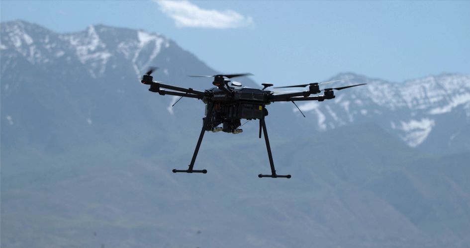 The SkyDome system includes DroneHunter, a multirotor UAS that intercepts rogue UASs with a net tether (Fortem Technologies )