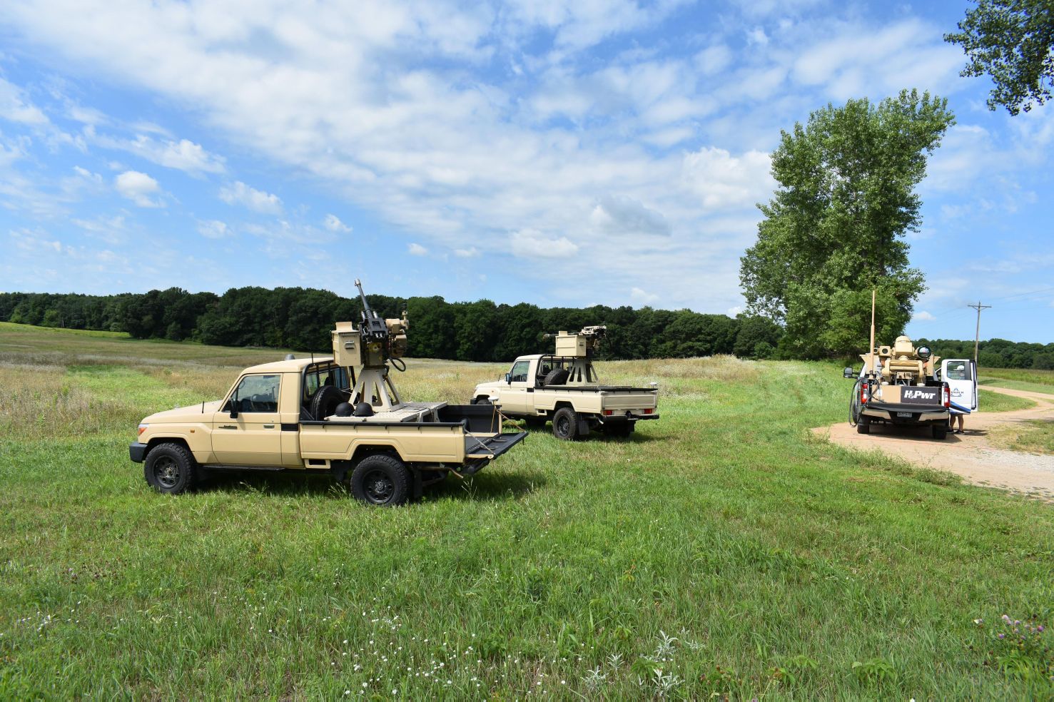 Northrop Grumman Armament Systems conducted its latest field test of M-ACE and Scorpion AD tactical ground vehicles in July. Further tests are scheduled in October when M230LF Bushmaster cannons will fire proximity fused 30 mm ammunition to neutralise UASs. (Northrop Grumman Armament Systems )