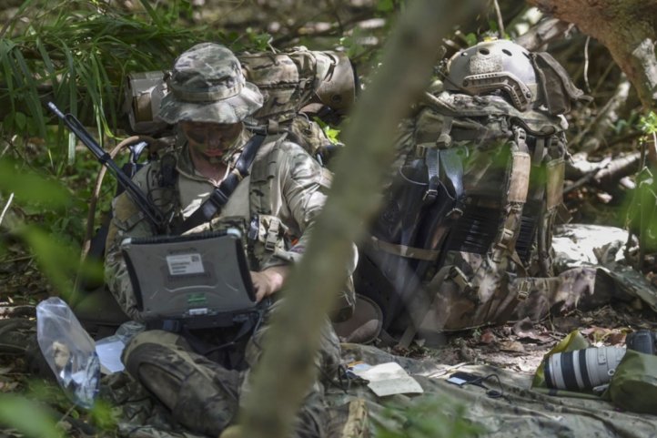 A US Air Force Special Operations Weather Technician sends intelligence during a 31 October 2017 field exercise. Pentagon officials are seeking new spectrum bandwidth solutions for 5G communications on civilian and military mobile networks. (US Department of Defense )