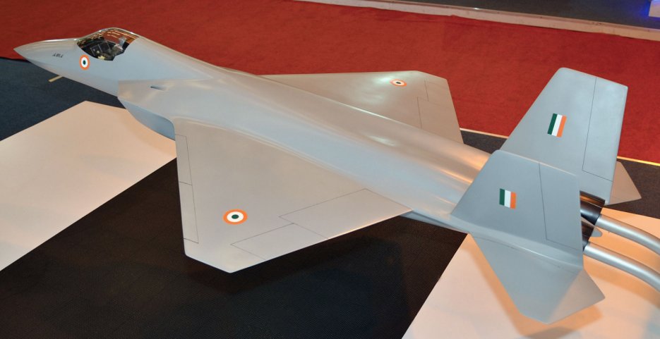 Hindustan Aeronautics is planning a partnership with a private-sector company to build India’s proposed Advance Medium Combat Aircraft (a model of which is pictured). (Janes/Patrick Allen)