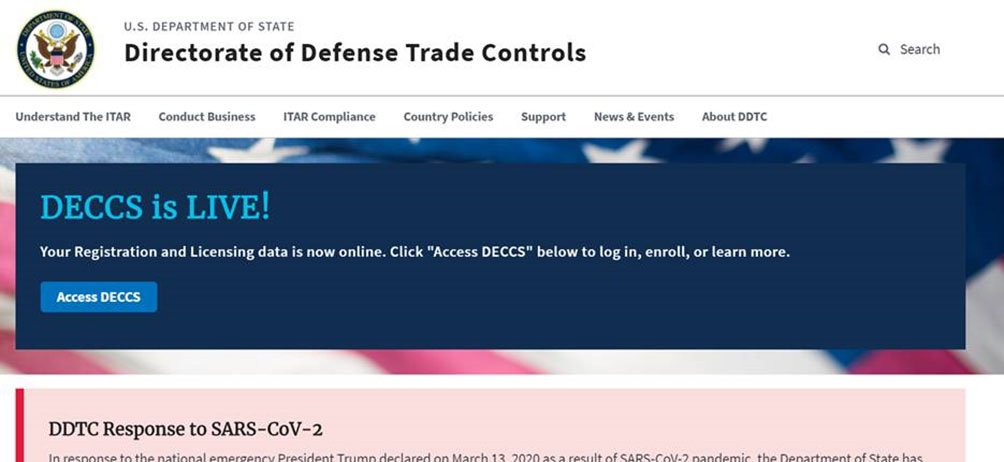 The US Department of State’s new online export licensing portal began accepting export licence requests in February. (US Department of State)