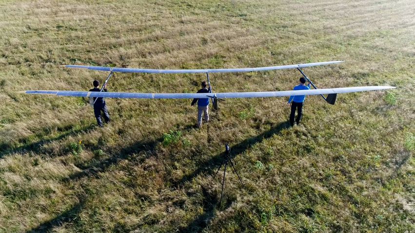 UAVOS’ solar-powered High Altitude Pseudo Satellite ApusDuo. The company recently achieved a milestone by flying the aircraft in unstable atmospheric conditions. (UAVOS)