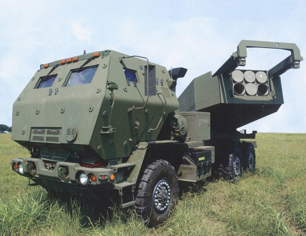 Latest version of HIMARS on a 6×6 FMTV chassis with fully-protected cab and launcher with pod of six rockets traversed to the left. The US State Department approved on 21 October the potential sale to Taiwan of 11 M142 HIMARS launchers and related equipment.  (Lockheed Martin Missiles and Fire Control)