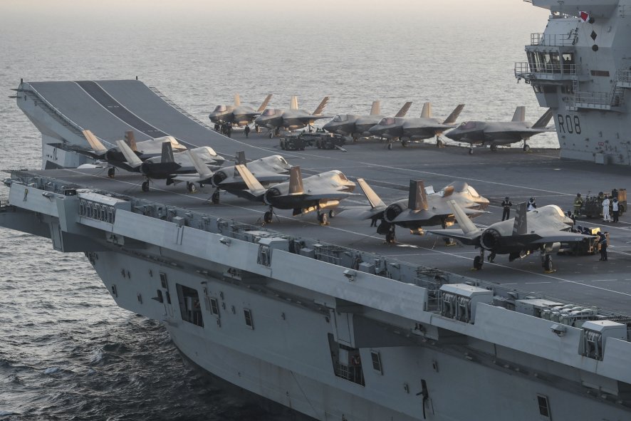 
        Seen aboard HMS 
        Queen Elizabeth
         during recent joint UK-US Marine Corps training exercises, the F-35B is the subject of concern for the House of Commons Public Accounts Committee in its latest report on Carrier Strike.
       (Crown Copyright)